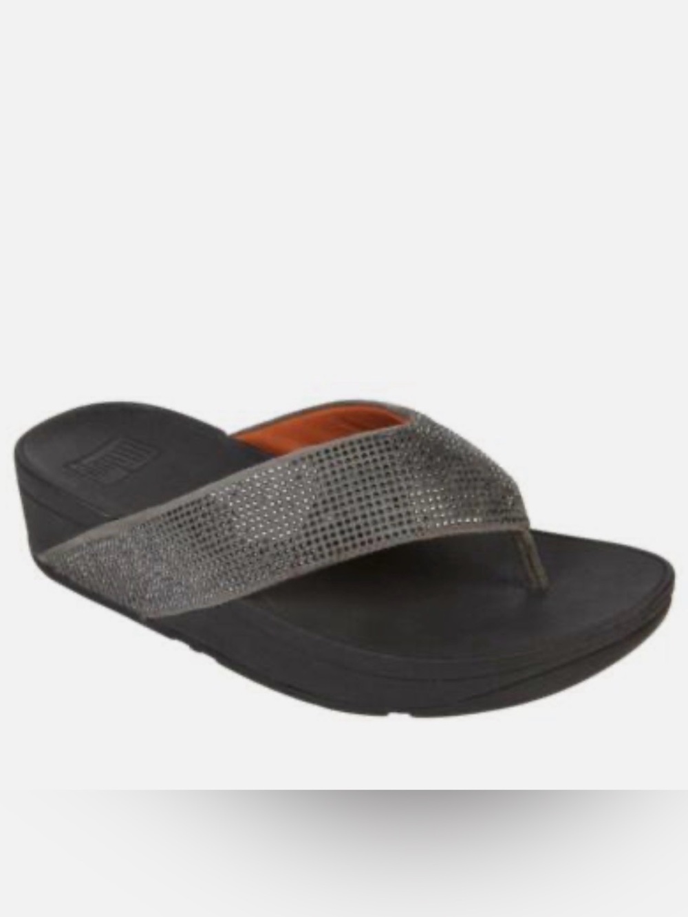 FitFlop Ritzy Rhinestone Flip Flop Sandal Wedge Gray Size 8